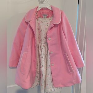 Rachel Zoe Pink Kids Pea Coat with Flower Dress Size 6